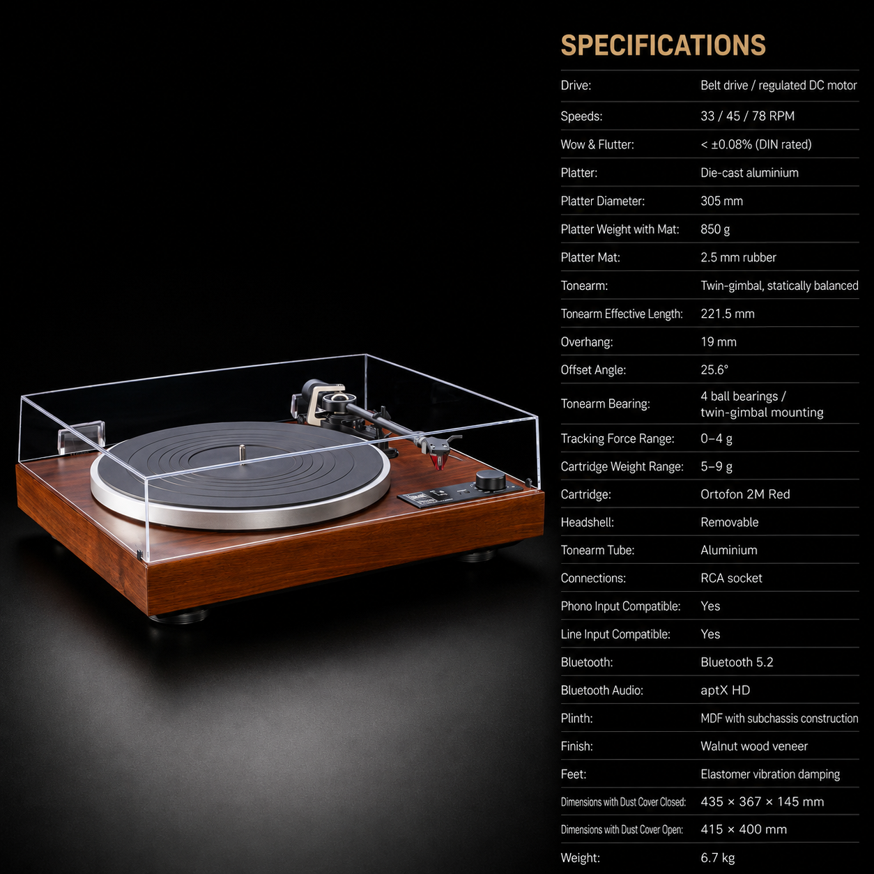 DUAL CS 529 Walnut HiFi Turntable